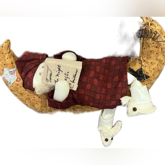 Vintage Santa Christmas Decoration Ozark Mountain Storybook Santa Crescent Moon - Picture 1 of 14